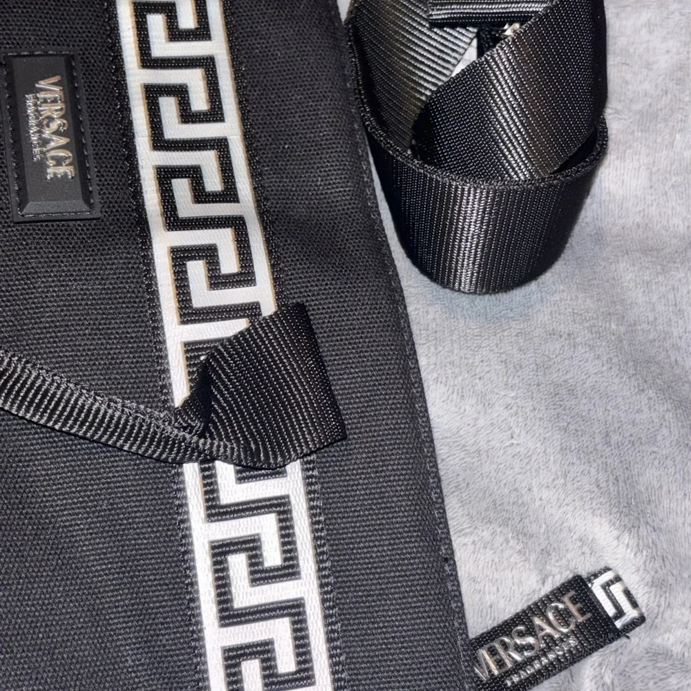 Versace Black and White Tote Bag with clip on strap included